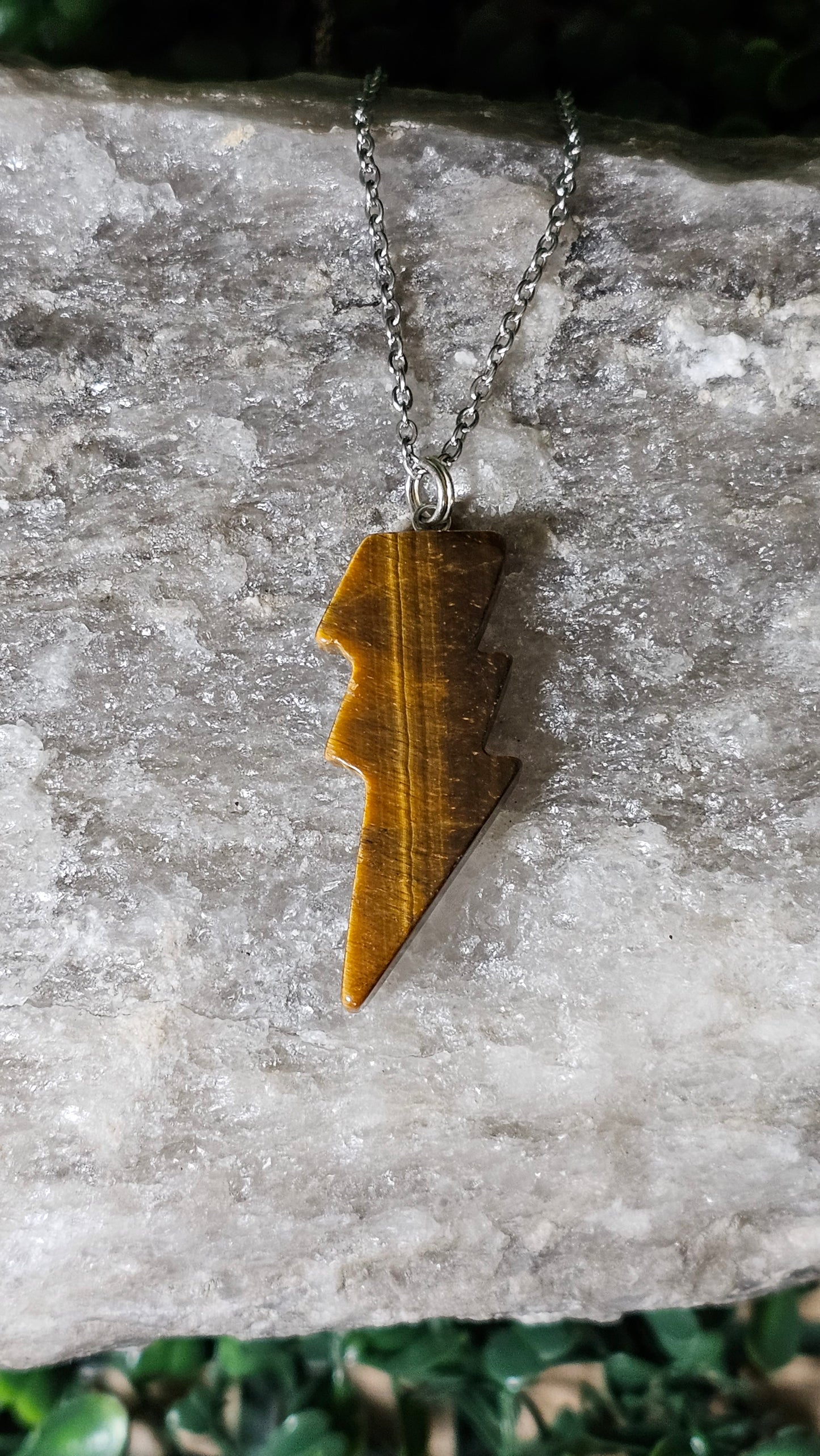 Tigers Eye - Lightning Bolt necklace