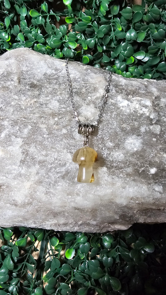 Citrine - mushroom necklace