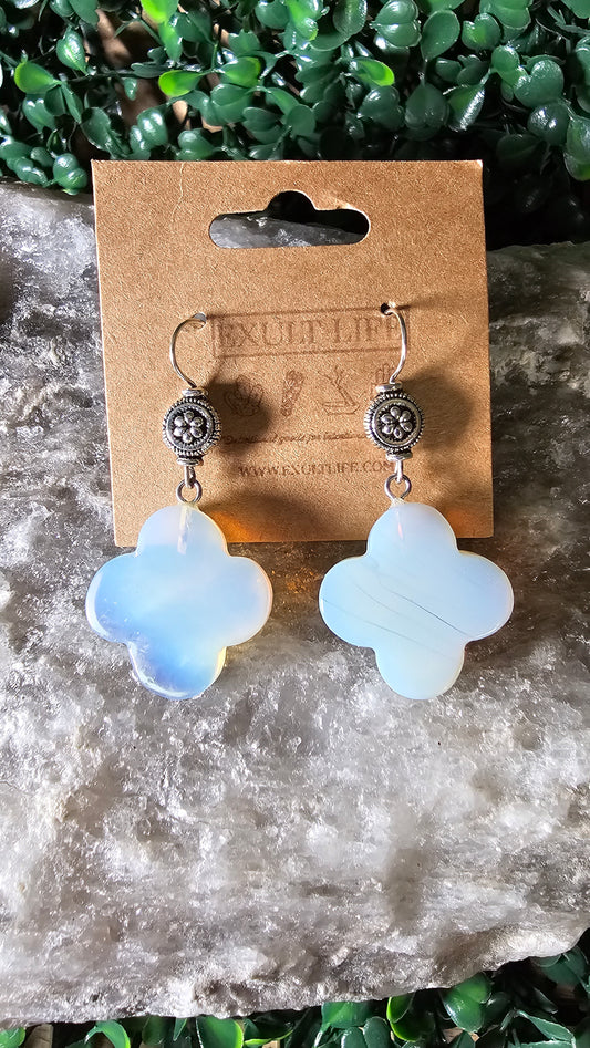 Opalite - 4 leaf clover earrings