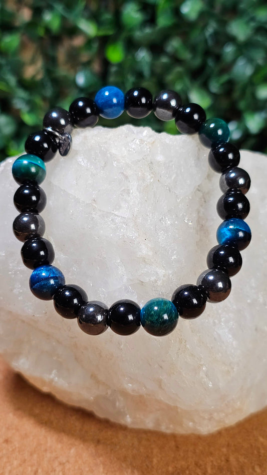 Lake Blue Tigers Eye - Triple Protection Bracelet